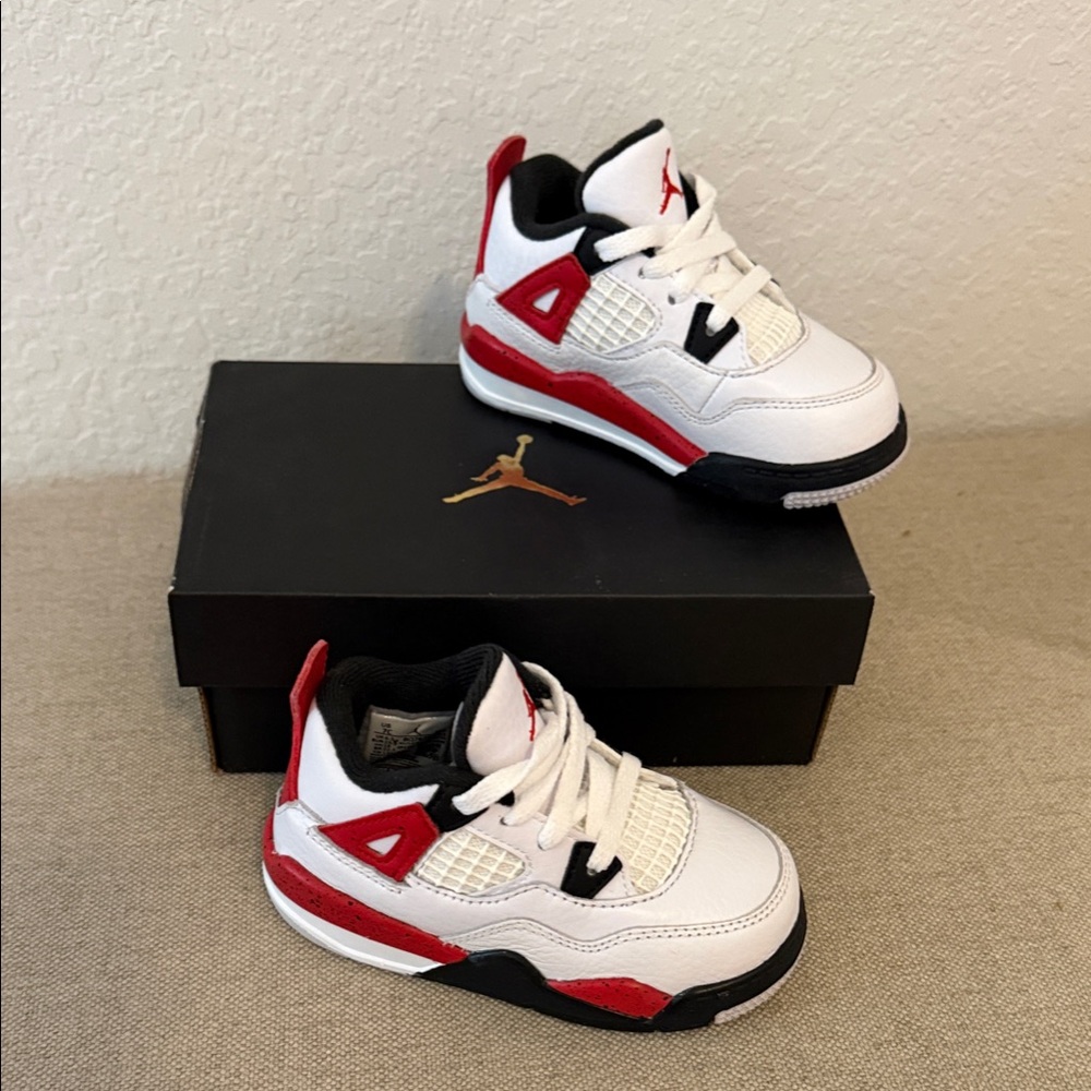Jordan Kids White and Red Sneakers